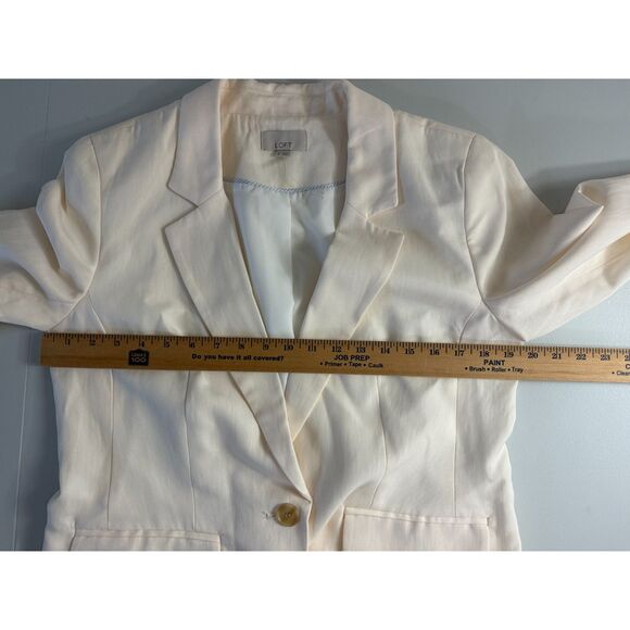 LOFT Women's Fluid Modern Blazer Ivory Cream Lyocell Polyester Linen Size 8 - Picture 7 of 11